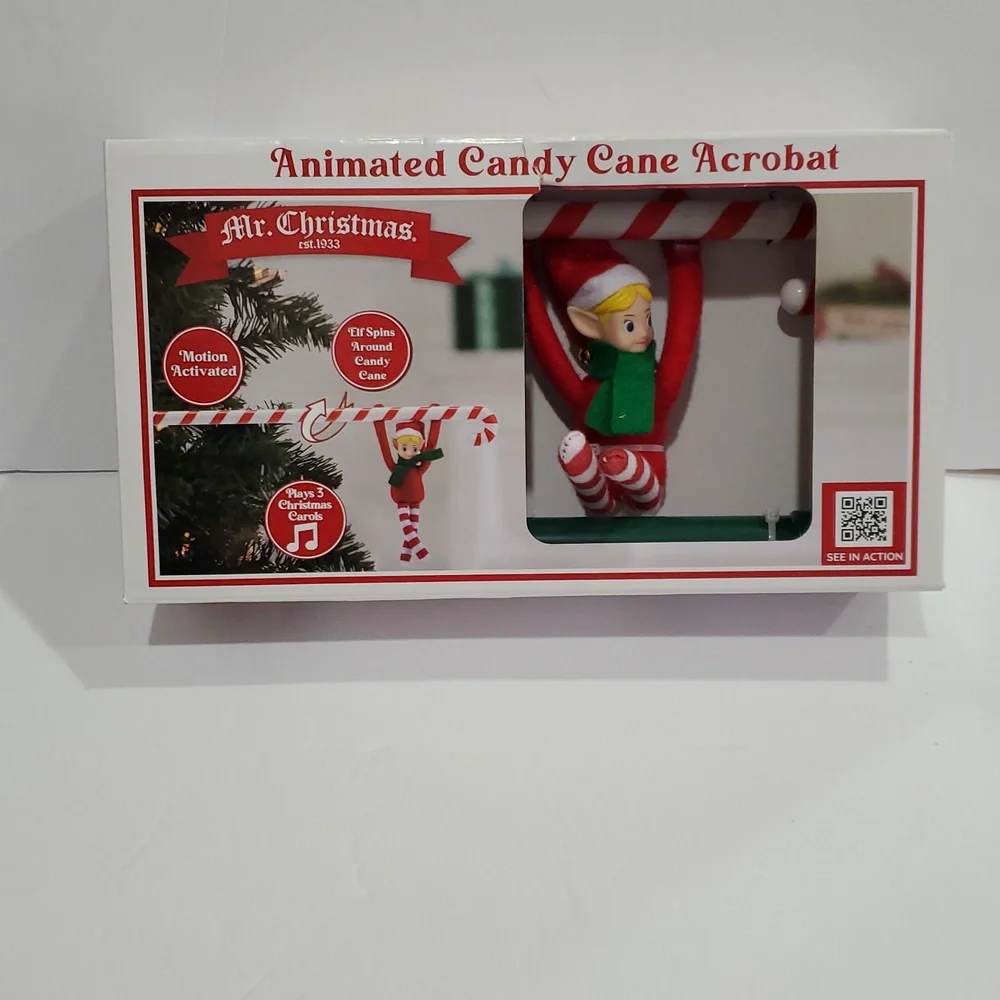 Animated candy cane acrobat‎ elf new